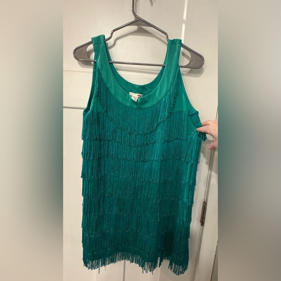 H&M Green Fringe Dress re o - Picture 1 of 7